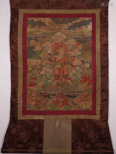 A BUDDHA PATTERN DAZI EMBROIDERY THANGKA