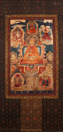 A TSONGKAHAPA PATTERN SU EMBROIDERY THANGKA