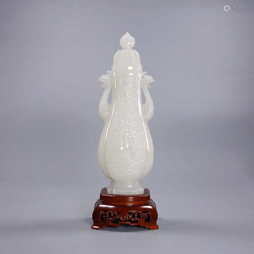 A Hetian Jade Meiping Vase With Base