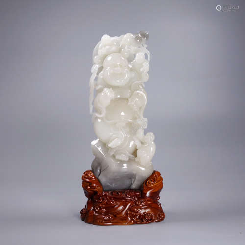 A Hetian Jade Figure Ornament With Base