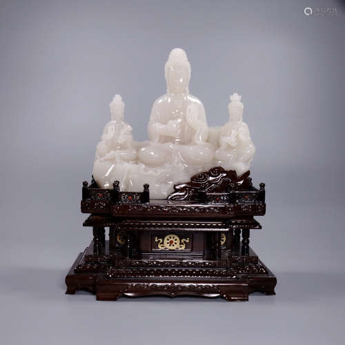 A Hetian Jade Guanyin Ornament With Base