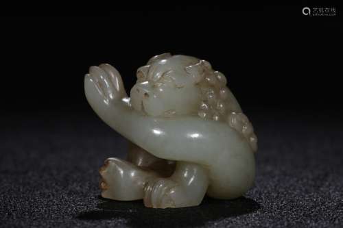 A Hetian Jade Lion Shaped Hand Piece