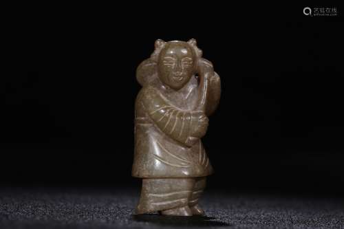 A Hetian Jade Figure Shaped Hand Piece
