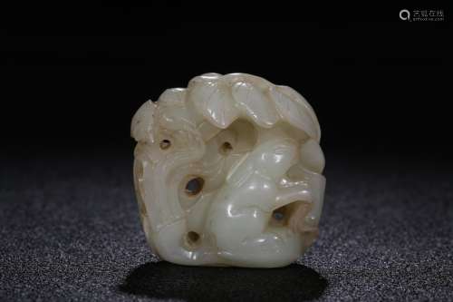 A Hetian Jade Rabbit Carved Hand Piece