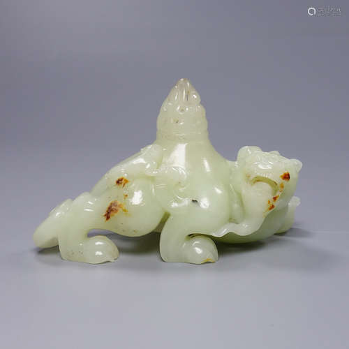 A Hetian Jade Beast Shaped Censer