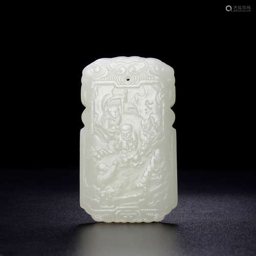 A Hetian Jade Story Carved Pendant