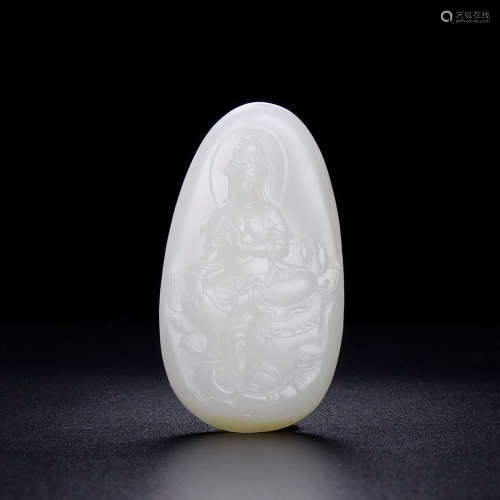 A Hetian Jade Guanyin Carved Pendant