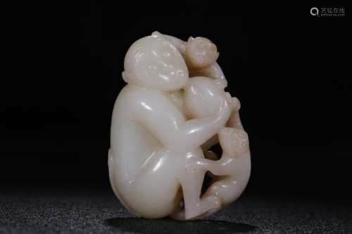 A Hetian Jade Monkey Shaped Ornament