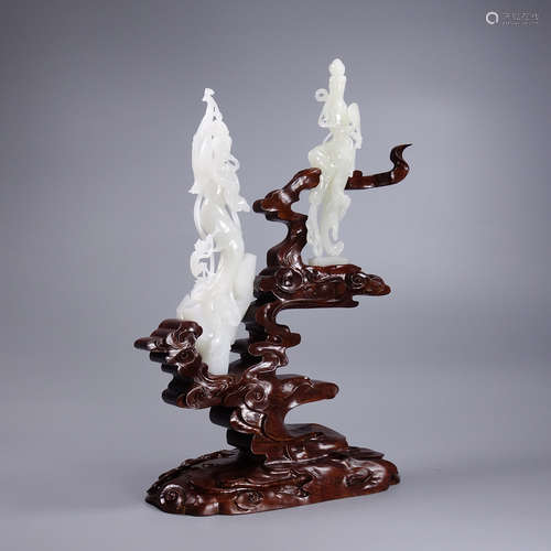 A Hetian Jade Guanyin Ornament With Base