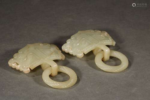 Pair Of Hetian Jade Ornaments