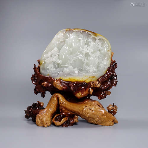 A Hetian Jade Landscape Carved Ornament