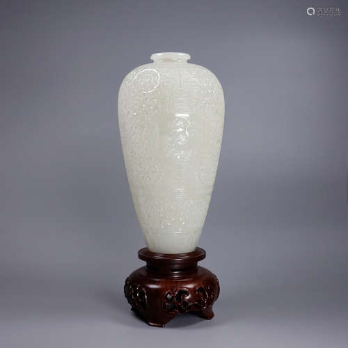 A Hetian Jade Meiping Vase With Base