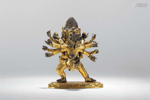 18世纪 铜鎏金双身菩萨像