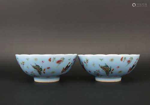 A pair of celadon-glazed bowl,Qing dynasty
