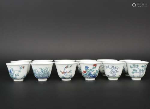 A set of DouCai cup,Qing dynasty
