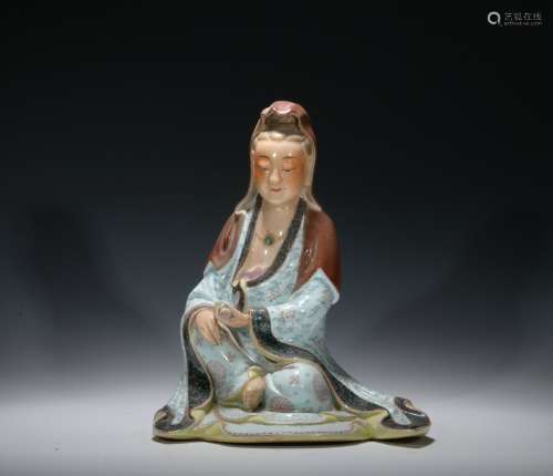 Qing dynasty famille rose statue of Guanyin