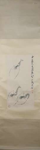 Modern Qi baishi's shrimp painting