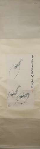 Modern Qi baishi's shrimp painting