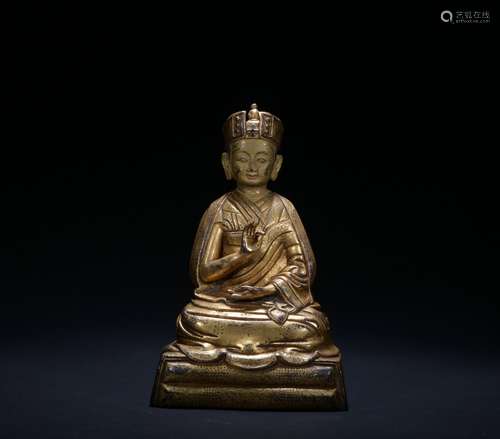 Qing dynasty gilt bronze statue of guru