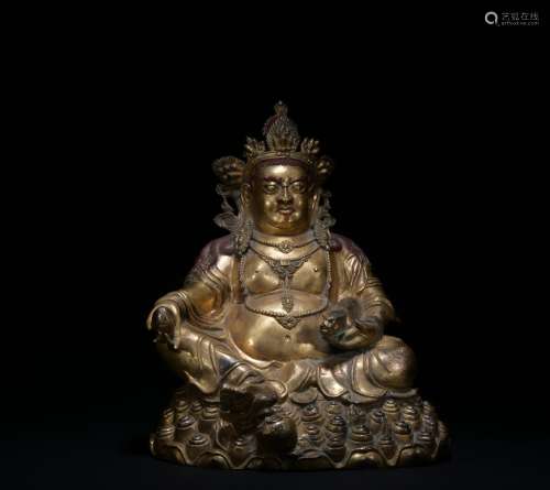 Qing dynasty gilt bronze statue of vaishravana