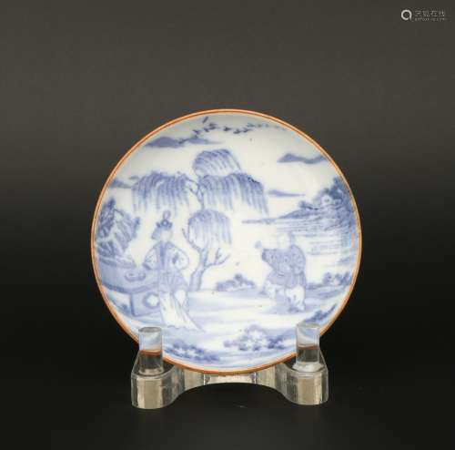 A blue and white plate,Qing dynasty