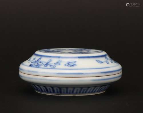 A blue and white box,Qing dynasty