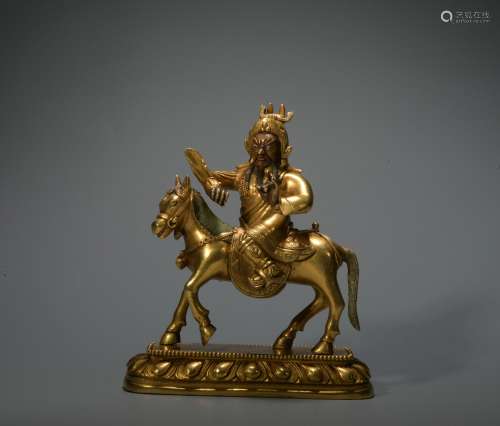 Qing dynasty gilt bronze statue of Guan yu