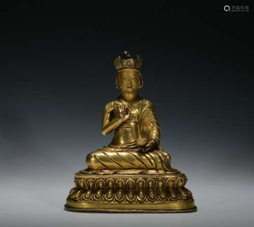 Qing dynasty gilt bronze statue of Karmapa