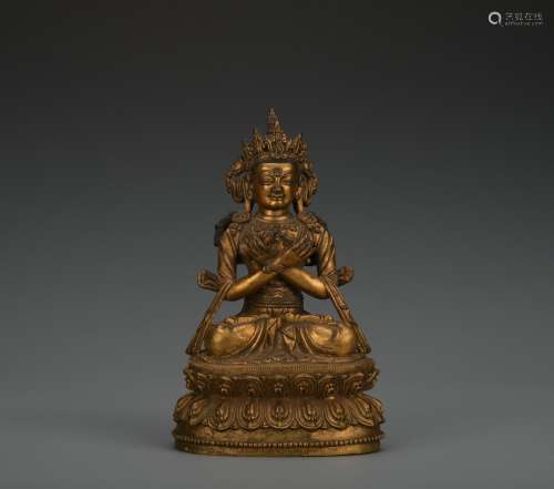Qing dynasty gilt bronze statue of vajrayana