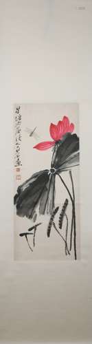 Modern Qi baishi's lotus painting