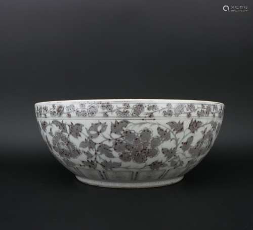 A copper-red-glazed 'floral' bowl,Ming dynasty