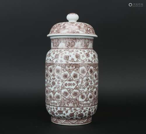 A copper-red-glazed jar,Ming dynasty