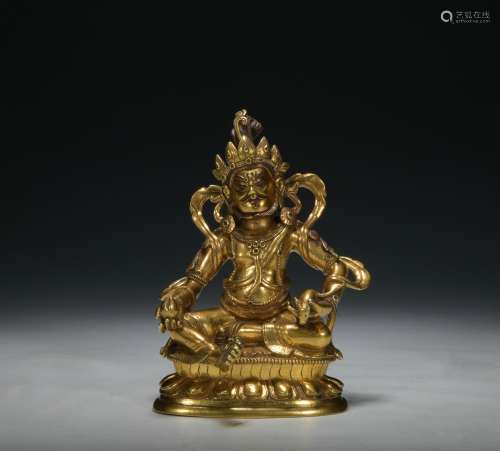 Qing dynasty gilt silver figure of vaishravana