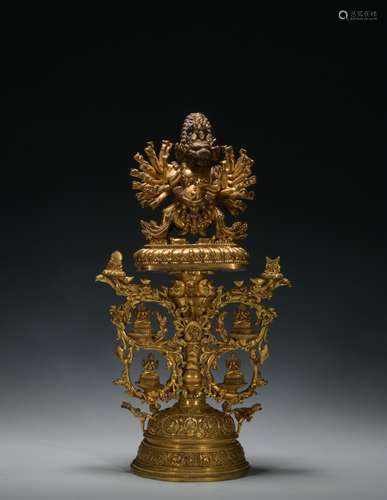 Ming dynasty gilt bronze statue of Yamantaka