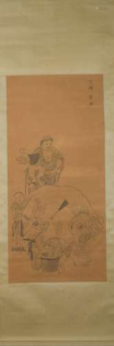 Ming dynasty Li lin's figure painting