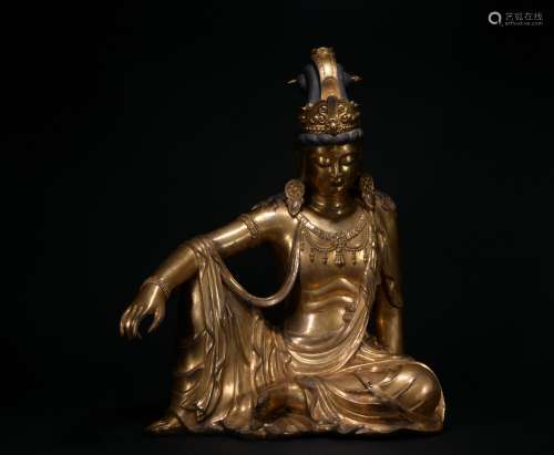 Qing dynasty gilt bronze statue of free Gwan Yin
