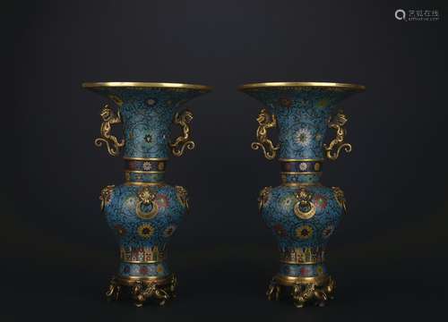 Qing dynasty Cloisonne vase 1*set