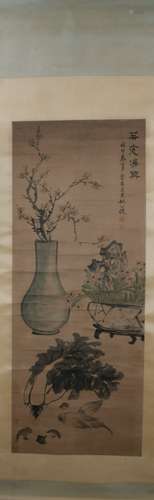 Qing dynasty Yao gongshou's flower and bird painting