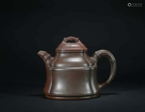 Qing dynasty slub pattern Zisha teapot