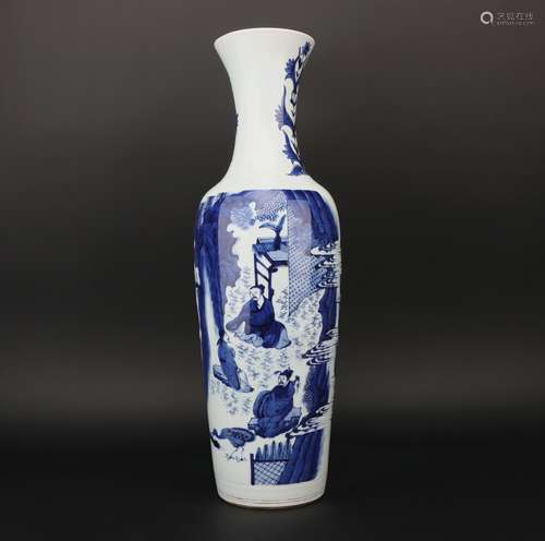 A blue and white 'figure' vase,Qing dynasty