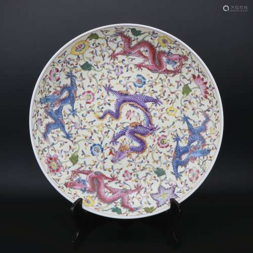 A famille-rose 'dragon' plate,Qing dynasty