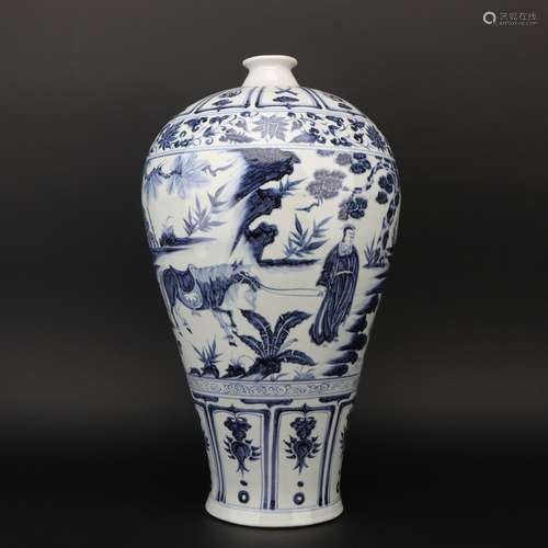 A blue and white 'figure' Mingping,Yuan dynasty