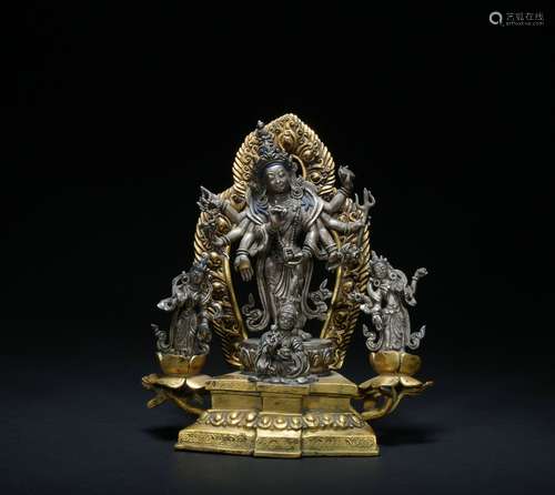 Qing dynasty gilt bronze  statue of Gwan yin