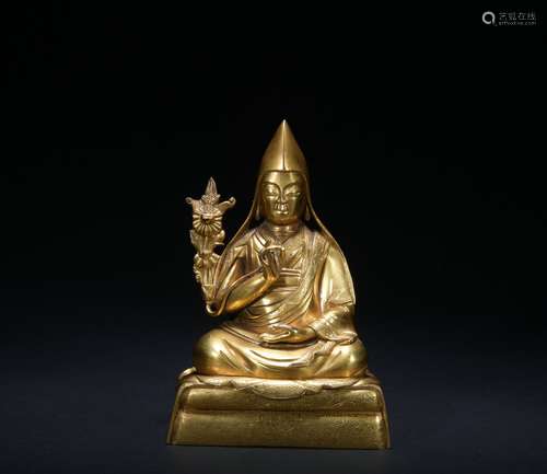 Qing dynasty gilt bronze  statue of Tsongkhapa