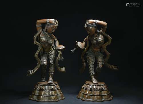 Qing dynasty bronze statue of Parvati 1*pair