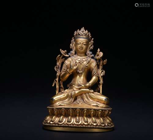 Qing dynasty gilt bronze  statue of Gwan yin