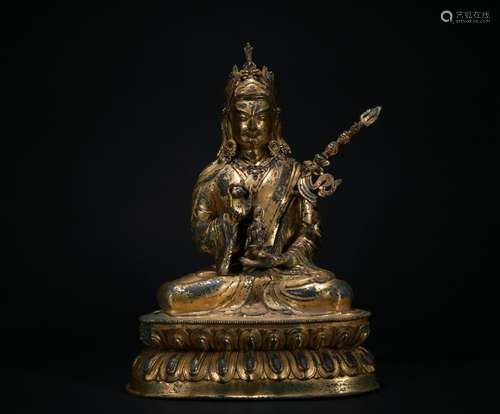 Qing dynasty gilt bronze statue of Padmasambhava