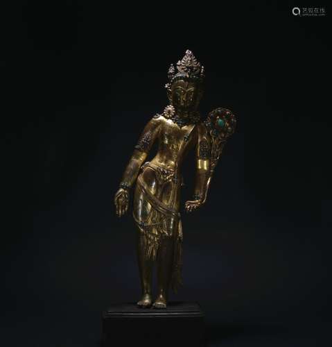 Qing dynasty gilt bronze statue of Gwan yin