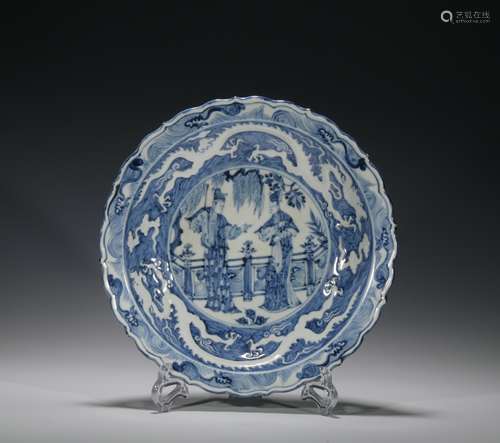 Ming dynasty blue and white  plate with dragon pattern