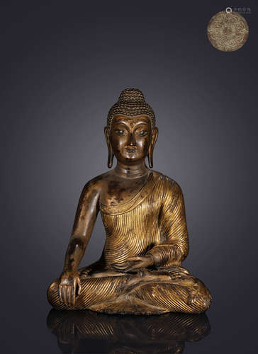 GILT BRONZE CAST BODHISATTVA SEATED FIGURE